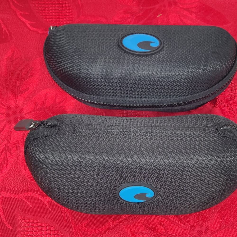 2X Costa Del Mar Zippered Sunglass Hard Case Clamshell Glasses Black CASE CLOTH